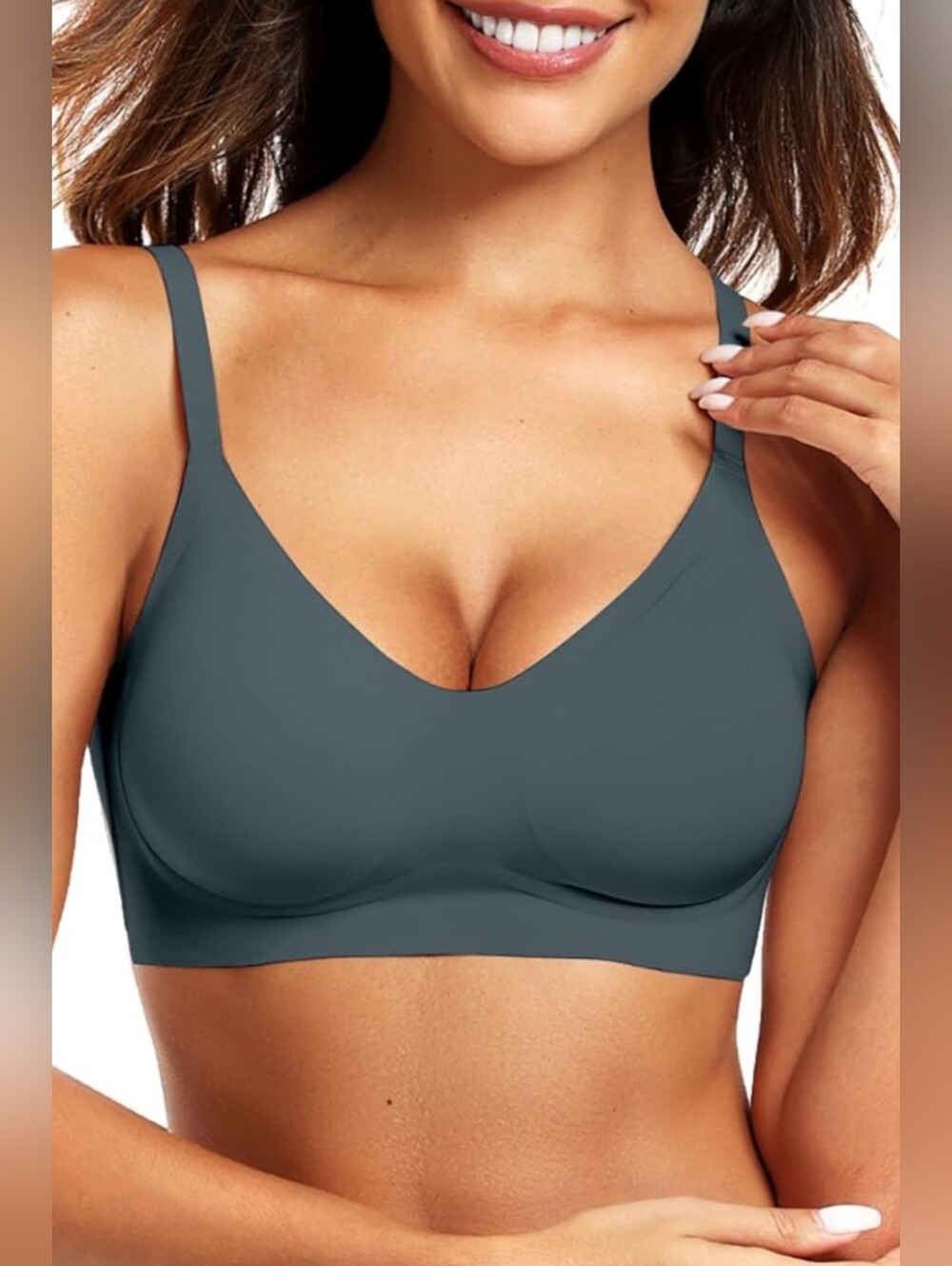 VERTVIE Wireless Jelly Band Bra Teal Blue Size 2X